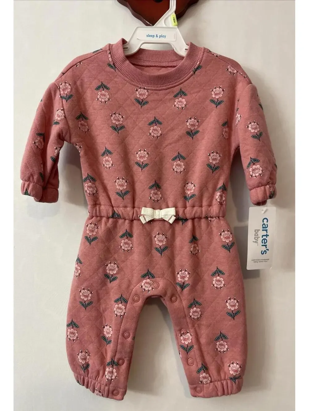 Carters Girls 3 Months Pink Floral Elastic-Waist Cotton Jumpsuit NWT! MZZ8